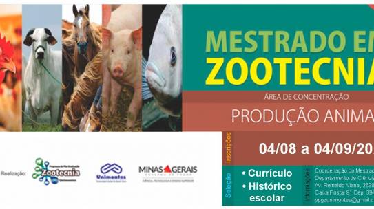 PROCESSO DE SELEÇÃO PARA O MESTRADO EM ZOOTECNIA DA UNIMONTES EDITAL 2/2020