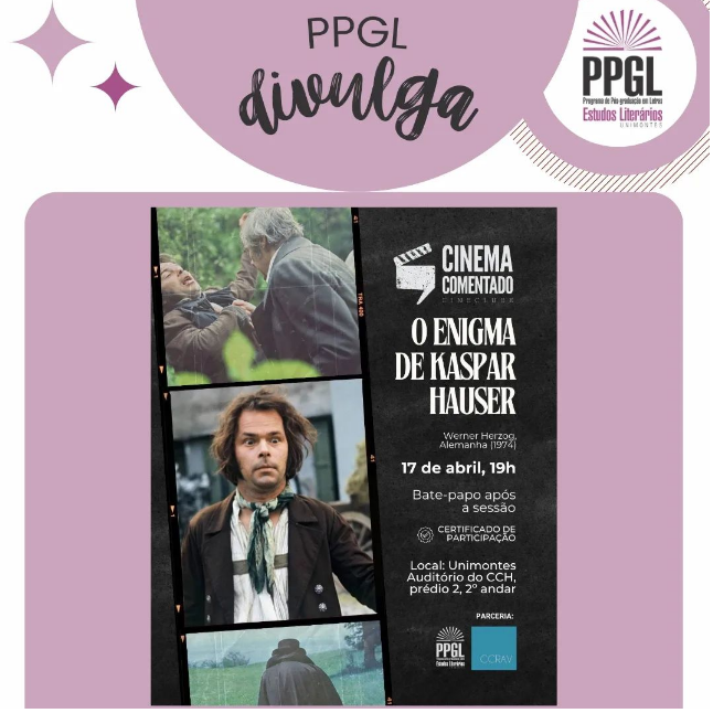 Experiência Cinematográfica: Cineclube e PPGL/Unimontes exibem ‘O Enigma de Kaspar Hauser’ seguido de Debate