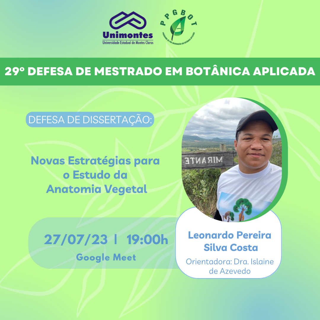 29º Defesa de Dissertação do PPGBot