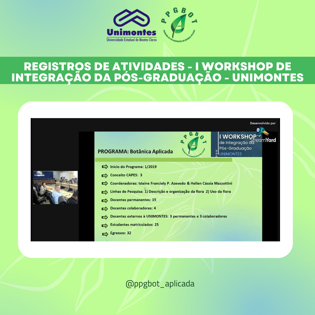 I Workshop de Integração da Pós-graduação da Universidade Estadual de Montes Claros – (UNIMONTES/MG)